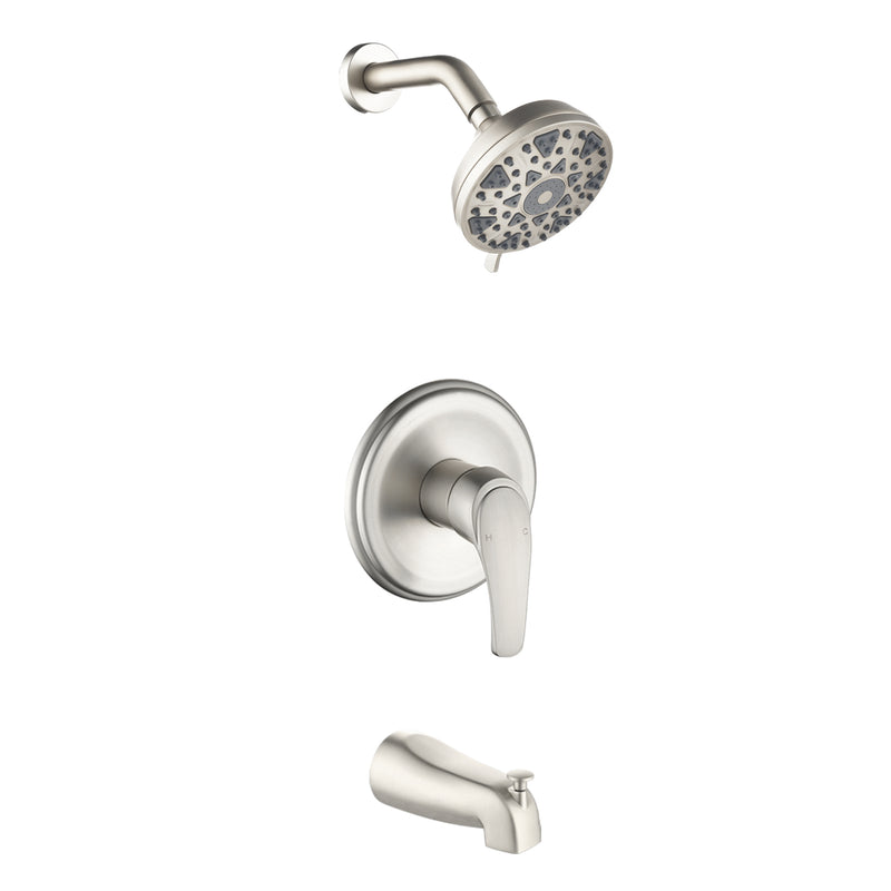 5Inch Tub Shower Faucet Set with 6-Spray Shower Head Wall Mounted Shower Trim Kit with Diverter Bath Spout