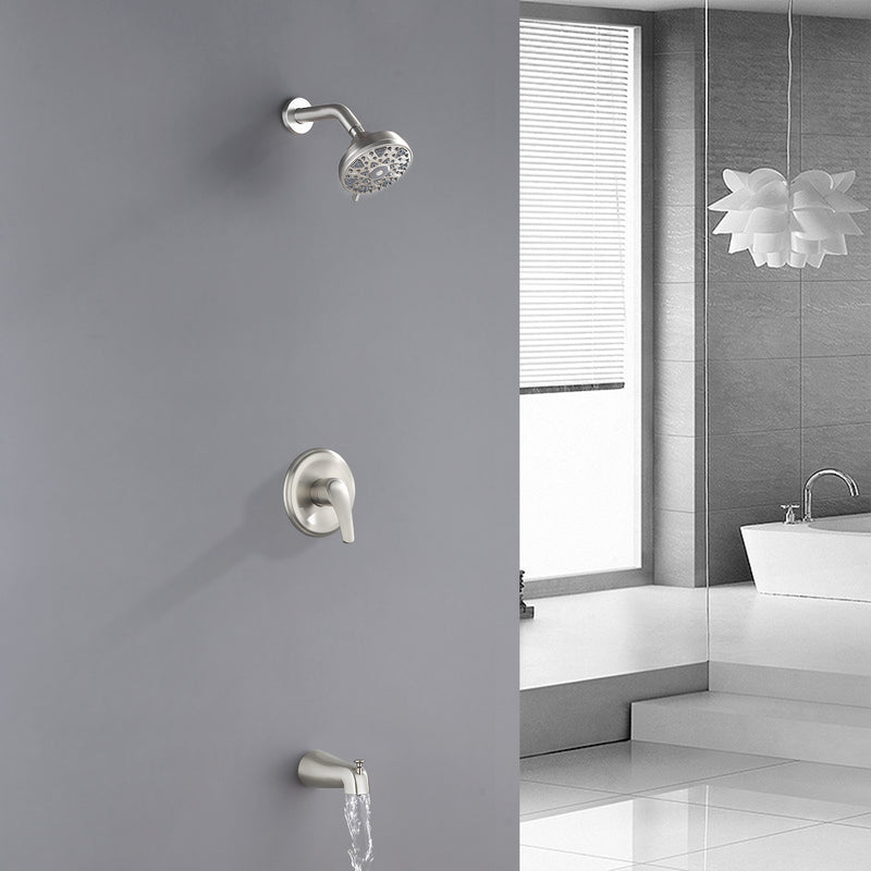 5Inch Tub Shower Faucet Set with 6-Spray Shower Head Wall Mounted Shower Trim Kit with Diverter Bath Spout