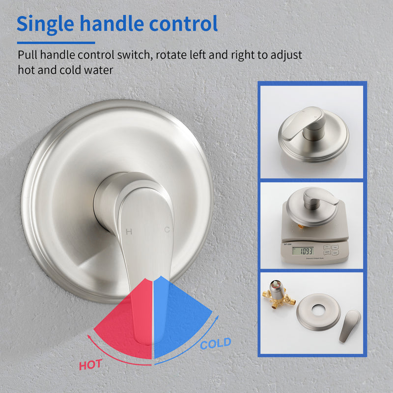 5Inch Tub Shower Faucet Set with 6-Spray Shower Head Wall Mounted Shower Trim Kit with Diverter Bath Spout