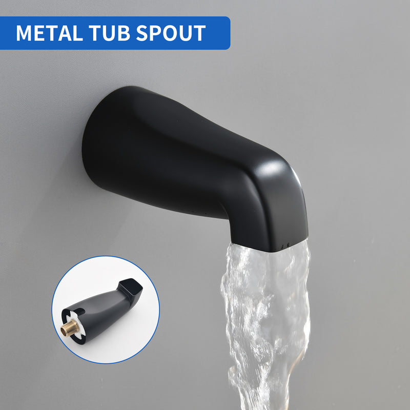 3-Handle Tub & Shower Trim with Tub Spout Wall Mounted 6-Spray 5-Inch Round Bathtub and Shower Faucet For Bathroom