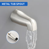 3-Handle Tub & Shower Trim with Tub Spout Wall Mounted 6-Spray 5-Inch Round Bathtub and Shower Faucet For Bathroom