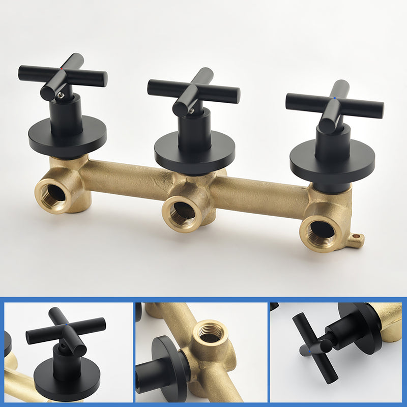 Triple Handles 10-Spray Tub Shower Faucet Wall Mount Shower Trim Kit with 5 In. High Pressure Hand Shower