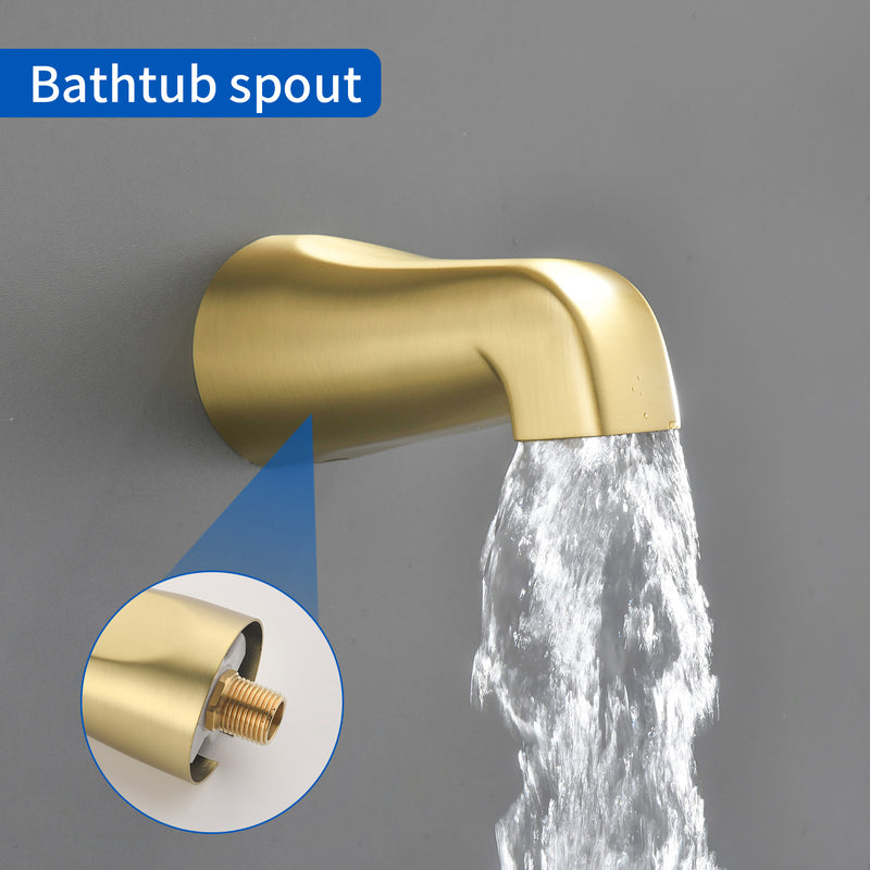 Triple Handles 10-Spray Tub Shower Faucet Wall Mount Shower Trim Kit with 5 In. High Pressure Hand Shower