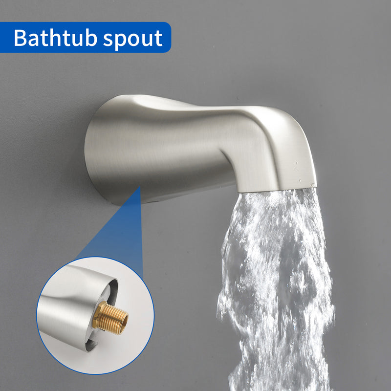 Triple Handles 10-Spray Tub Shower Faucet Wall Mount Shower Trim Kit with 5 In. High Pressure Hand Shower