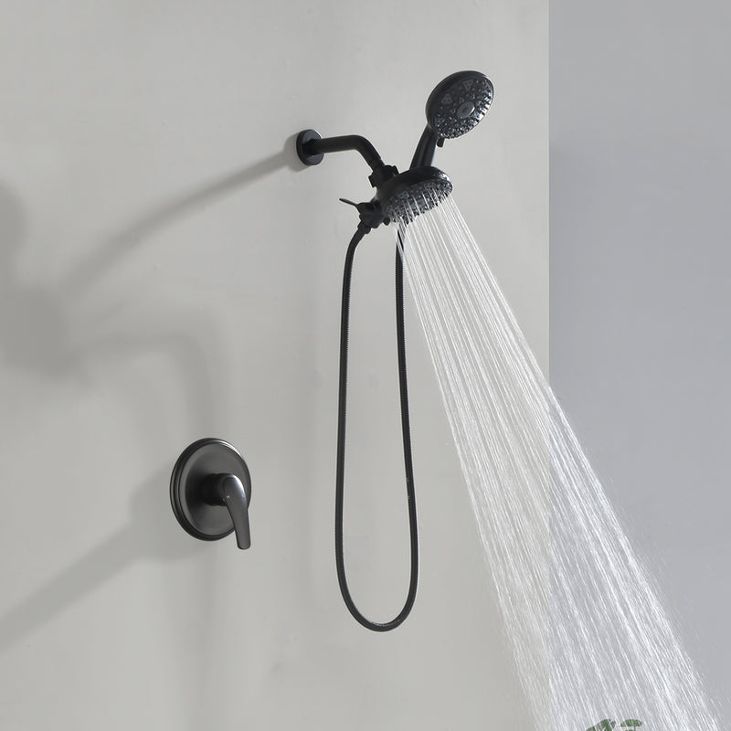 2-In-1 Rain Shower Heads System Single-Handle 6 Modes Shower Trim Kit with Dual Shower Head 4.7 Inch in Matte Black, Brushed Nickel, Brushed Gold