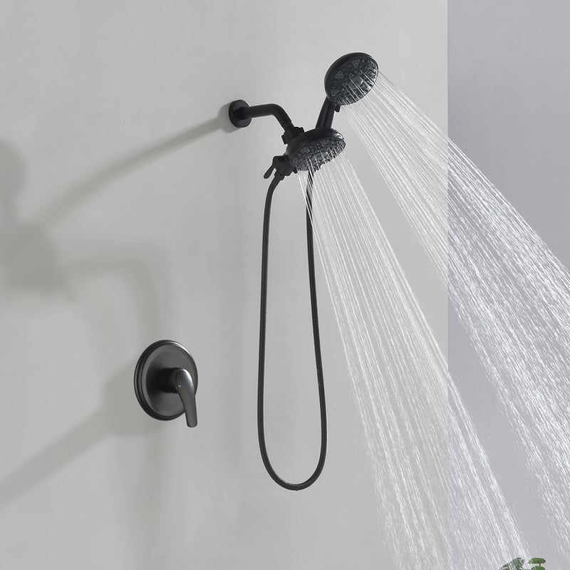 2-In-1 Rain Shower Heads System Single-Handle 6 Modes Shower Trim Kit with Dual Shower Head 4.7 Inch in Matte Black, Brushed Nickel, Brushed Gold