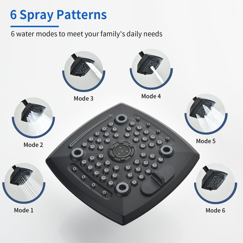 5-setting Tub and Shower Faucet Single-Handle shower trim kit with 5 in. square rain head shower and diverter tub spout