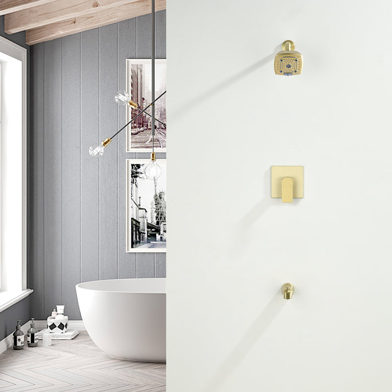 5-setting Tub and Shower Faucet Single-Handle shower trim kit with 5 in. square rain head shower and diverter tub spout