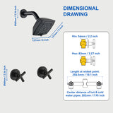Two Handle Shower Faucet with 5 Inch Square 6-Spray Shower Head in Matte Black, Brushed Nickel, Brushed Gold