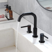 8 Inch Widespread Bathroom Faucet Black Matte, 2 Handle 3 Hole Brass Bathroom Lavatory Sink Faucet 8-inch-widespread-bathroom-faucet-black-matte-2-handle-3-hole-brass-bathroom-lavatory-sink-faucet-with-valve-and-cupc-water-supply-hoses Matte Black / Brass / ‎14.61 x 11.26 x 2.87 inches