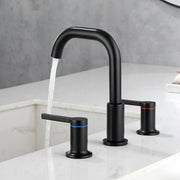8 Inch Widespread Bathroom Faucet Black Matte, 2 Handle 3 Hole Brass Bathroom Lavatory Sink Faucet 8-inch-widespread-bathroom-faucet-black-matte-2-handle-3-hole-brass-bathroom-lavatory-sink-faucet-with-valve-and-cupc-water-supply-hoses 