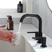 8 Inch Widespread Bathroom Faucet Black Matte, 2 Handle 3 Hole Brass Bathroom Lavatory Sink Faucet 8-inch-widespread-bathroom-faucet-black-matte-2-handle-3-hole-brass-bathroom-lavatory-sink-faucet-with-valve-and-cupc-water-supply-hoses 
