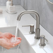 8 Inch Widespread Bathroom Faucet Black Matte, 2 Handle 3 Hole Brass Bathroom Lavatory Sink Faucet 8-inch-widespread-bathroom-faucet-black-matte-2-handle-3-hole-brass-bathroom-lavatory-sink-faucet-with-valve-and-cupc-water-supply-hoses 