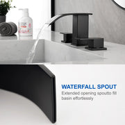 8 Inch Widespread Bathroom Faucet Double Handle 3 Hole Waterfall Bathroom Vanity Faucet with Pop-Up Drain For Sink shamanda-8-inch-waterfall-faucet 