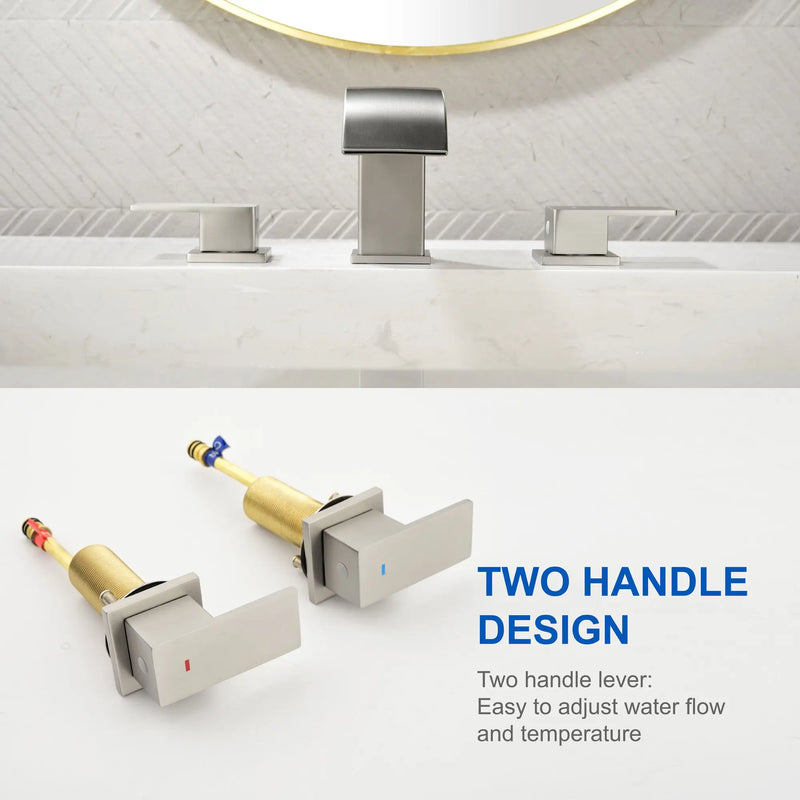 8 Inch Widespread Bathroom Faucet Double Handle 3 Hole Waterfall Bathroom Vanity Faucet with Pop-Up Drain For Sink shamanda-8-inch-waterfall-faucet 