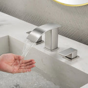 8 Inch Widespread Bathroom Faucet Double Handle 3 Hole Waterfall Bathroom Vanity Faucet with Pop-Up Drain For Sink shamanda-8-inch-waterfall-faucet 