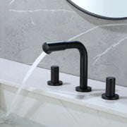 8 Inch Widespread Faucet with 360 Degree Swivel Nozzle and Spout, Modern 2 Unique Knob Handles 8-inch-widespread-faucet-with-360-degree-swivel-nozzle-and-spout-modern-2-unique-knob-handles-bathroom-sink-faucet-3-hole-brushed-gold-valve-and-cupc-water-supply-hoses-included 