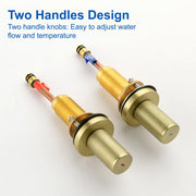 8 Inch Widespread Faucet with 360 Degree Swivel Nozzle and Spout, Modern 2 Unique Knob Handles 8-inch-widespread-faucet-with-360-degree-swivel-nozzle-and-spout-modern-2-unique-knob-handles-bathroom-sink-faucet-3-hole-brushed-gold-valve-and-cupc-water-supply-hoses-included 