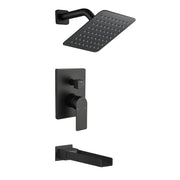 8" Square Rain Shower Head Systems with Waterfall Tub Spout,2 Functions Wall Mounted Shower Trim Kit 8-square-rain-shower-head-systems-with-waterfall-tub-spout-2-functions-wall-mounted-shower-trim-kit Matte Black / Brass & SUS304 / 17.3*10.1*5.4 inches