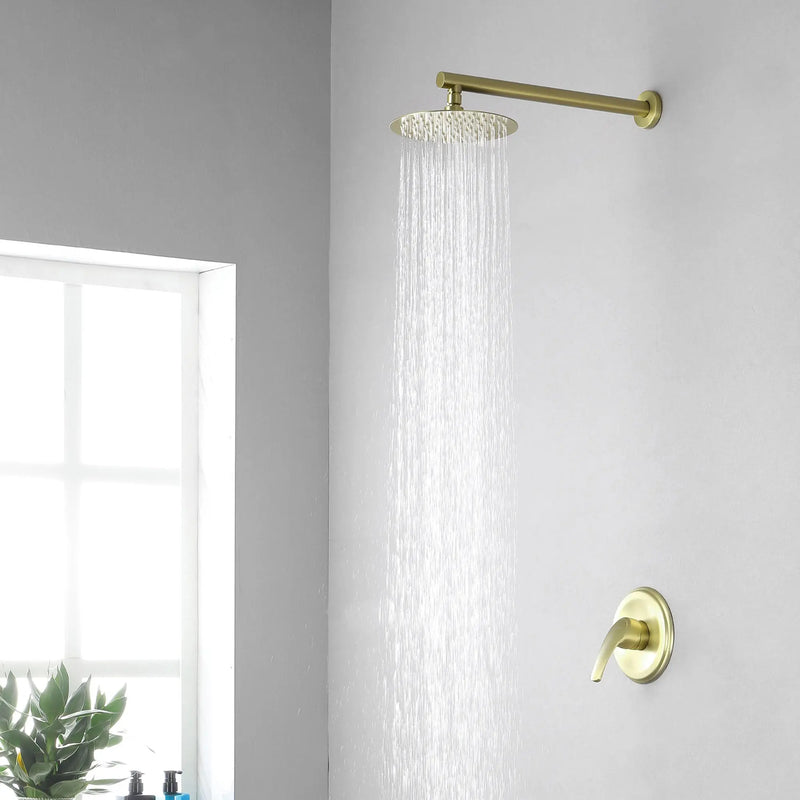 8"stainless steel shower head Round Shower Faucets Sets Complete, Single Function Shower trim kit 8-steel-shower-head-round-shower-faucets-sets-complete-single-function-shower Gold / 8 inch steel shower head / Brass