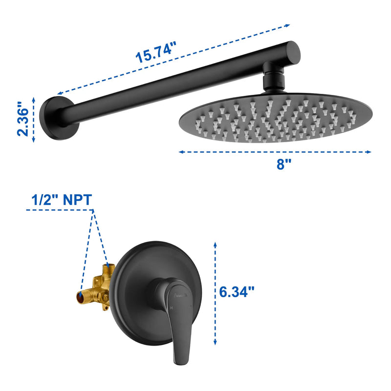 8"stainless steel shower head Round Shower Faucets Sets Complete, Single Function Shower trim kit 8-steel-shower-head-round-shower-faucets-sets-complete-single-function-shower 