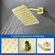 Bath and Shower Faucet Set with Pressure Balance Valve, 8 Inch Rain Shower Head and Waterfall Spout in Matte Black, Brushed Nickel, Brushed Gold Finish bath-and-shower-faucet-set-with-pressure-balance-valve-8-inch-rain-shower-head-and-waterfall-spout-in-matte-black-brushed-nickel-brushed-gold-finish 