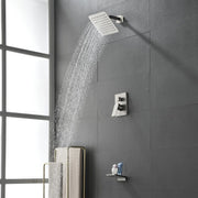 Bath and Shower Faucet Set with Pressure Balance Valve, 8 Inch Rain Shower Head and Waterfall Spout in Matte Black, Brushed Nickel, Brushed Gold Finish bath-and-shower-faucet-set-with-pressure-balance-valve-8-inch-rain-shower-head-and-waterfall-spout-in-matte-black-brushed-nickel-brushed-gold-finish Brushed Nickel / Brass & SUS304 / 17.3*10.1*5.4 inches