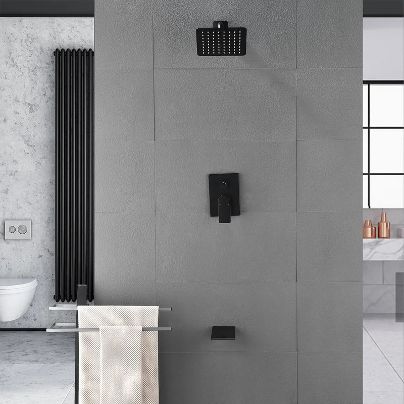 Bath and Shower Faucet Set with Pressure Balance Valve, 8 Inch Rain Shower Head and Waterfall Spout in Matte Black, Brushed Nickel, Brushed Gold Finish bath-and-shower-faucet-set-with-pressure-balance-valve-8-inch-rain-shower-head-and-waterfall-spout-in-matte-black-brushed-nickel-brushed-gold-finish 
