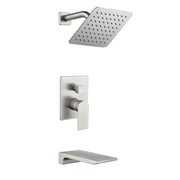Bath and Shower Faucet Set with Pressure Balance Valve, 8 Inch Rain Shower Head and Waterfall Spout in Matte Black, Brushed Nickel, Brushed Gold Finish bath-and-shower-faucet-set-with-pressure-balance-valve-8-inch-rain-shower-head-and-waterfall-spout-in-matte-black-brushed-nickel-brushed-gold-finish 
