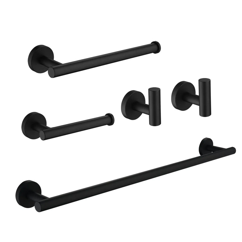 Bathroom Accessories Set, Includes 18-Inch Bath Towel Bar, 5-Piece, Durable SUS304 Stainless Steel bathroom-accessories-set-includes-18-inch-bath-towel-bar-5-piece-durable-sus304-stainless-steel Matte Black / 不锈钢