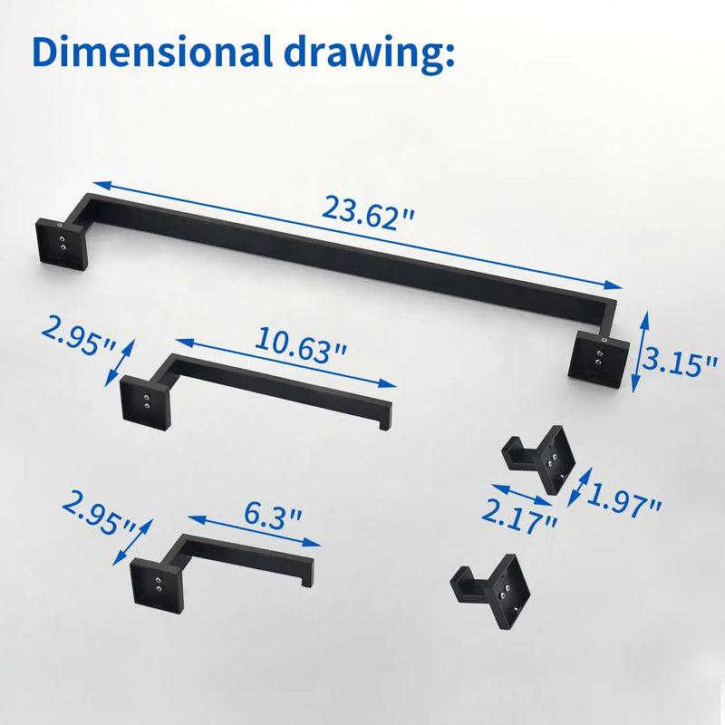 Bathroom Hardware Set, 5-Piece Stainless Steel Bathroom Towel Rack Set Wall Mounted Matte Black Towel Bar Bathroom Accessories Kit bathroom-hardware-set-5-piece-stainless-steel-bathroom-towel-rack-set-wall-mounted-matte-black-towel-bar-bathroom-accessories-kit 