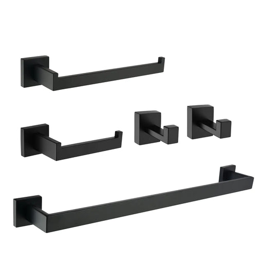 Bathroom Hardware Set, 5-Piece Stainless Steel Bathroom Towel Rack Set Wall Mounted Matte Black Towel Bar Bathroom Accessories Kit bathroom-hardware-set-5-piece-stainless-steel-bathroom-towel-rack-set-wall-mounted-matte-black-towel-bar-bathroom-accessories-kit Matte Black