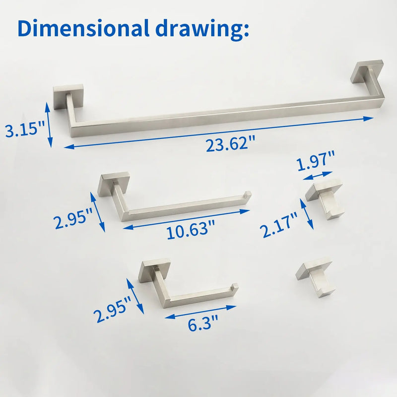 Bathroom Hardware Set, 5-Piece Stainless Steel Bathroom Towel Rack Set Wall Mounted Matte Black Towel Bar Bathroom Accessories Kit bathroom-hardware-set-5-piece-stainless-steel-bathroom-towel-rack-set-wall-mounted-matte-black-towel-bar-bathroom-accessories-kit 