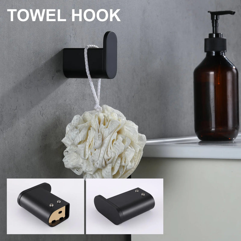 Bathroom Hardware Set, Wall Mount 4-Piece Bath Accessory Towel Rack Set In Brushed Gold, Brushed Nickel, Matte Black bathroom-hardware-set-4-piece-bath-accessory-towel-rack-set-brushed-gold-wall-mount 