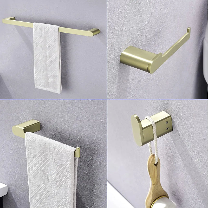 Bathroom Hardware Set, Wall Mount 4-Piece Bath Accessory Towel Rack Set In Brushed Gold, Brushed Nickel, Matte Black bathroom-hardware-set-4-piece-bath-accessory-towel-rack-set-brushed-gold-wall-mount 