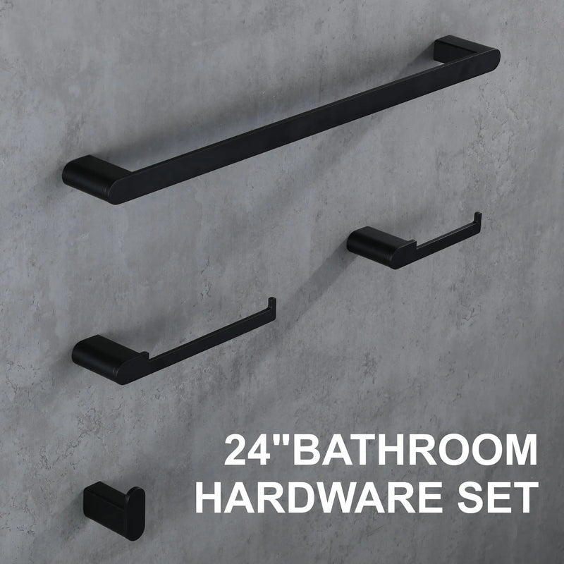 Bathroom Hardware Set, Wall Mount 4-Piece Bath Accessory Towel Rack Set In Brushed Gold, Brushed Nickel, Matte Black bathroom-hardware-set-4-piece-bath-accessory-towel-rack-set-brushed-gold-wall-mount 