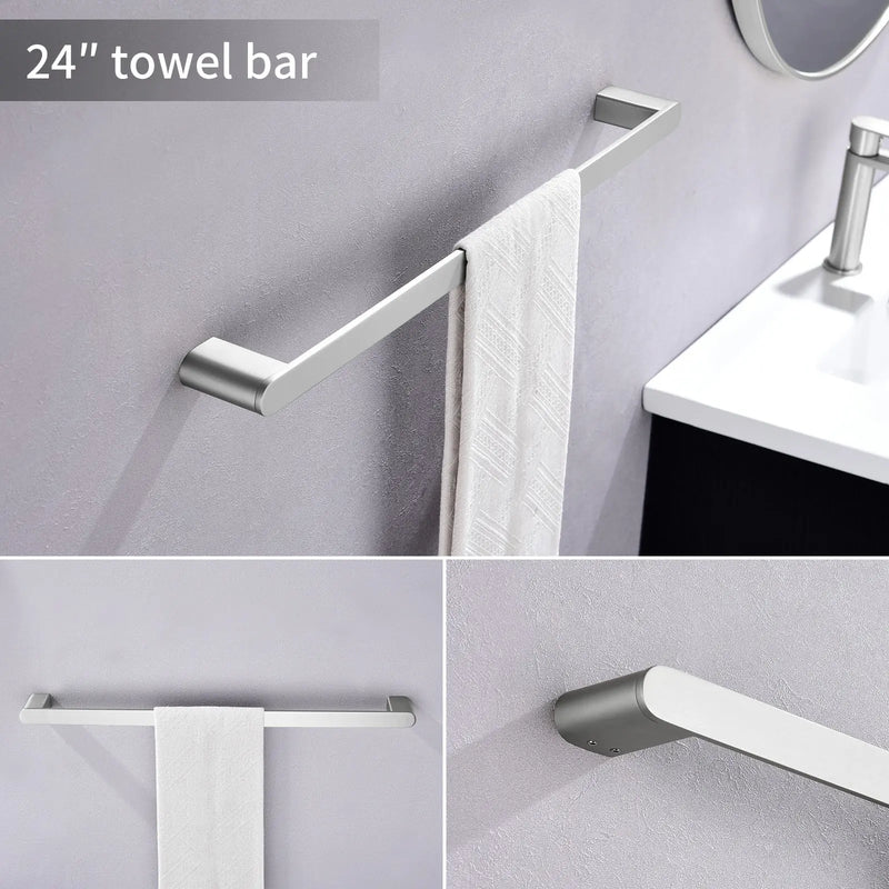 Bathroom Hardware Set, Wall Mount 4-Piece Bath Accessory Towel Rack Set In Brushed Gold, Brushed Nickel, Matte Black bathroom-hardware-set-4-piece-bath-accessory-towel-rack-set-brushed-gold-wall-mount 