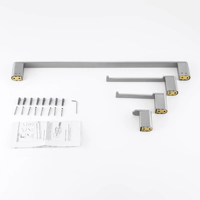 Bathroom Hardware Set, Wall Mount 4-Piece Bath Accessory Towel Rack Set In Brushed Gold, Brushed Nickel, Matte Black bathroom-hardware-set-4-piece-bath-accessory-towel-rack-set-brushed-gold-wall-mount 