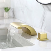 Bathroom Roman Tub Faucet with Waterfall Spout, 3 Hole Deck Mount Widespread Basin Faucet bathroom-roman-tub-faucet-with-waterfall-spout-3-hole-deck-mount-bath-tub-filler-brushed-gold-1519bg Brushed Gold / Brass / 12 x 10.4 x 5.3 inches