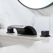 Bathroom Roman Tub Faucet with Waterfall Spout, 3 Hole Deck Mount Widespread Basin Faucet bathroom-roman-tub-faucet-with-waterfall-spout-3-hole-deck-mount-bath-tub-filler-brushed-gold-1519bg Matte Black / Brass / 12 x 10.4 x 5.3 inches