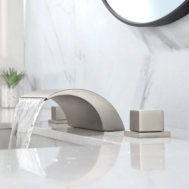 Bathroom Roman Tub Faucet with Waterfall Spout, 3 Hole Deck Mount Widespread Basin Faucet bathroom-roman-tub-faucet-with-waterfall-spout-3-hole-deck-mount-bath-tub-filler-brushed-gold-1519bg 