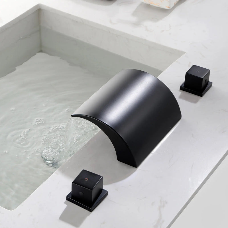 Bathroom Roman Tub Faucet with Waterfall Spout, 3 Hole Deck Mount Widespread Basin Faucet bathroom-roman-tub-faucet-with-waterfall-spout-3-hole-deck-mount-bath-tub-filler-brushed-gold-1519bg 