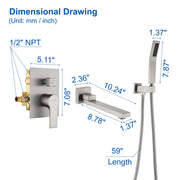 Bathroom Shower System Rainfall Handheld Shower With Faucet Set Tub Spout Wall Mounted Shower Head Trim Kit With Rough-In Valve wall-mounted-shower-tub-system 