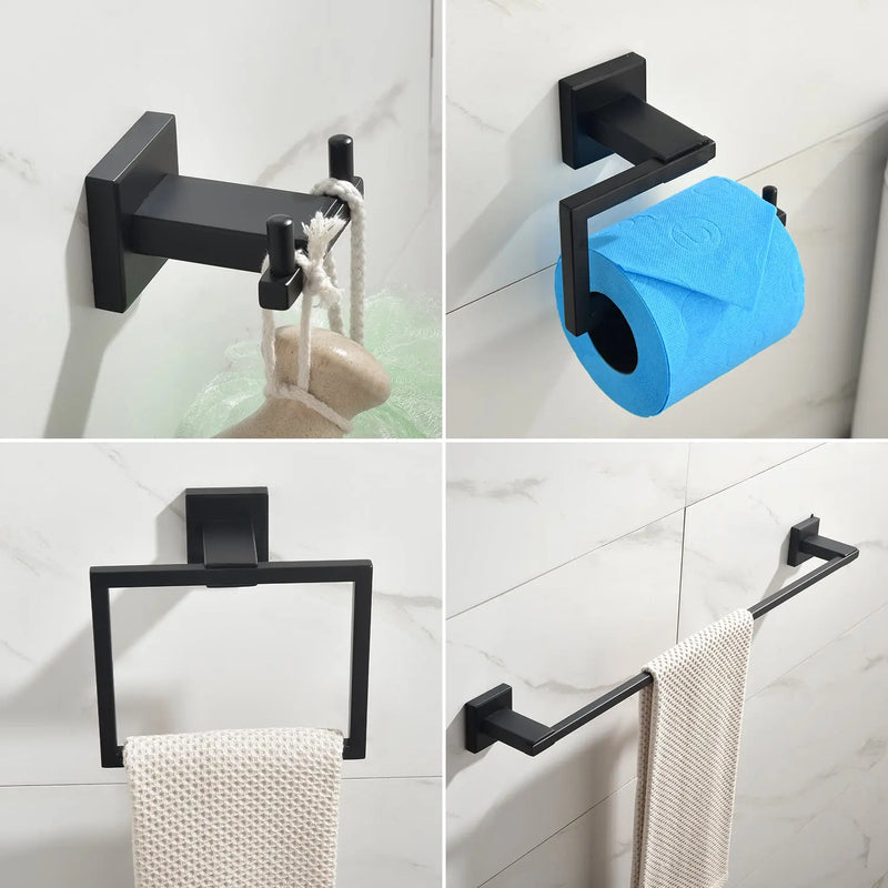 Bathroom Towel Bar Sets 4-Piece Bathroom Hardware Set Stainless Steel Bath Accessories Kit Wall Mounted wall-mounted-towel-bar-set 