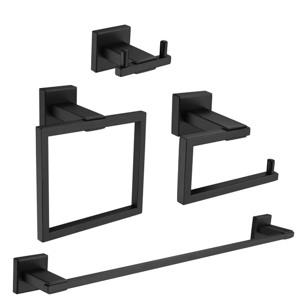 Bathroom Towel Bar Sets 4-Piece Bathroom Hardware Set Stainless Steel Bath Accessories Kit Wall Mounted wall-mounted-towel-bar-set Matte Black / Stainless Steel