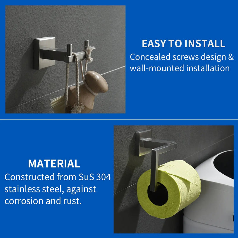 Bathroom Towel Bar Sets 4-Piece Bathroom Hardware Set Stainless Steel Bath Accessories Kit Wall Mounted wall-mounted-towel-bar-set 