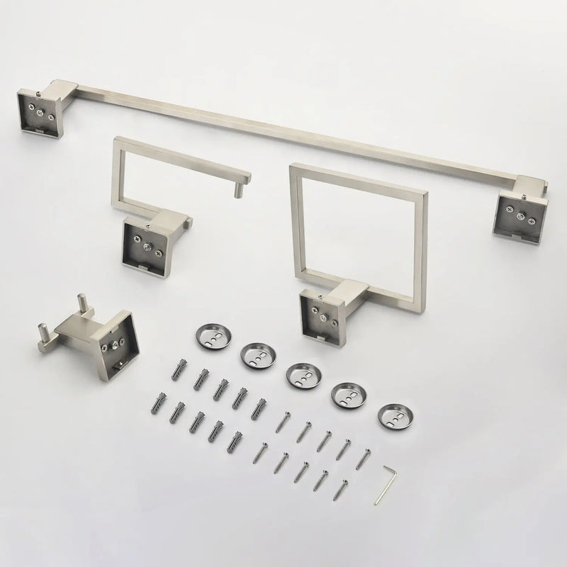 Bathroom Towel Bar Sets 4-Piece Bathroom Hardware Set Stainless Steel Bath Accessories Kit Wall Mounted wall-mounted-towel-bar-set 