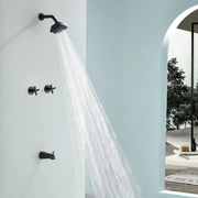 Bathroom Tub and Shower Set with 2-Handle Shower Valve & Trim Kit, 5-Spray Shower Head, Tub Spout with Diverter, Matte Black, Brushed Nickel, Brushed Gold bathroom-tub-and-shower-set-with-2-handle-shower-valve-trim-kit-5-spray-shower-head-tub-spout-with-diverter-matte-black-brushed-nickel-brushed-gold Matte Black / Brass & SUS304 & ABS / 15.55*9.06*5.31 inches