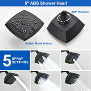 Bathroom Tub and Shower Set with 2-Handle Shower Valve & Trim Kit, 5-Spray Shower Head, Tub Spout with Diverter, Matte Black, Brushed Nickel, Brushed Gold bathroom-tub-and-shower-set-with-2-handle-shower-valve-trim-kit-5-spray-shower-head-tub-spout-with-diverter-matte-black-brushed-nickel-brushed-gold 