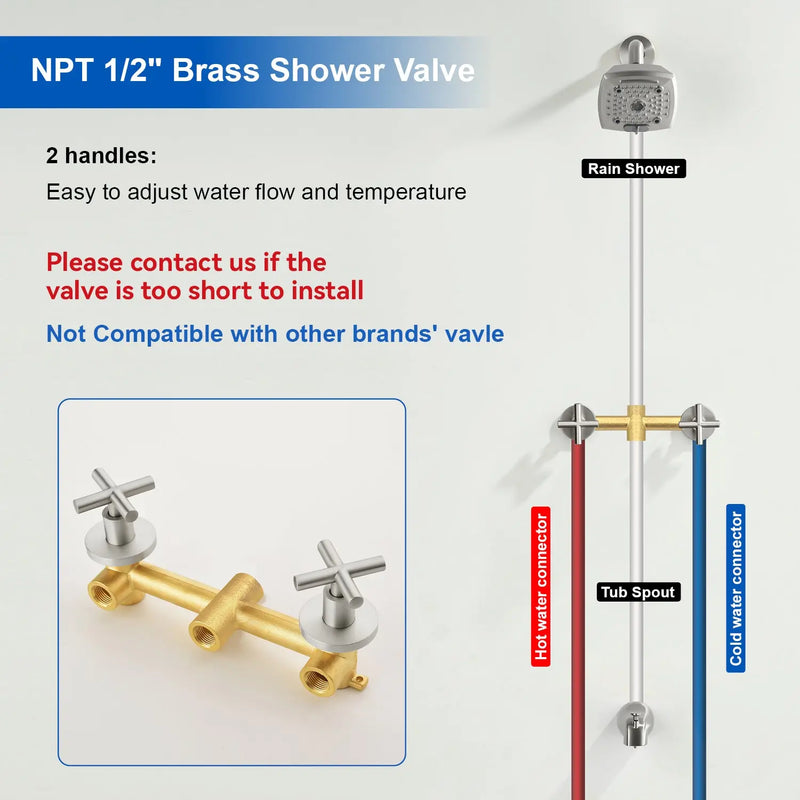 Bathroom Tub and Shower Set with 2-Handle Shower Valve & Trim Kit, 5-Spray Shower Head, Tub Spout with Diverter, Matte Black, Brushed Nickel, Brushed Gold bathroom-tub-and-shower-set-with-2-handle-shower-valve-trim-kit-5-spray-shower-head-tub-spout-with-diverter-matte-black-brushed-nickel-brushed-gold 